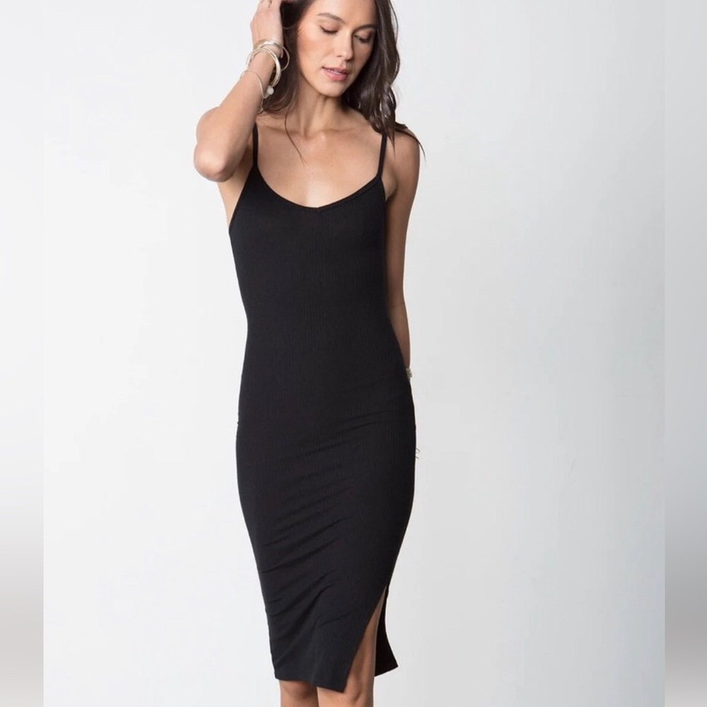Stillwater Black Ribbed Midi Tank Dress Size XS
